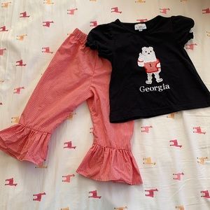 Busy Bee Smocks Georgia UGA Hairy Dawg Set size 24M